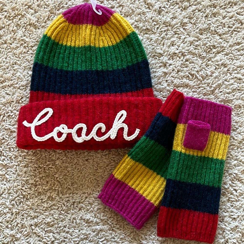 Coach winter hat and gloves set